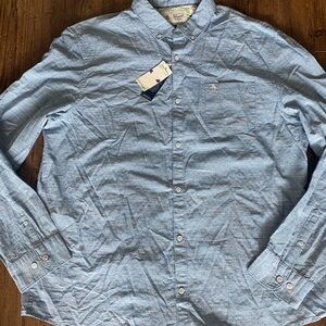 NWT $89 Penguin Men's Blue Button-Down Shirt